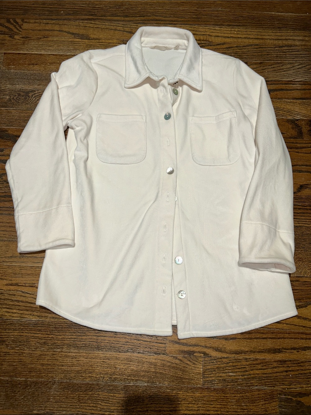 Soft Surroundings Cream Button-Up Shirt Jacket - Picture 3 of 8